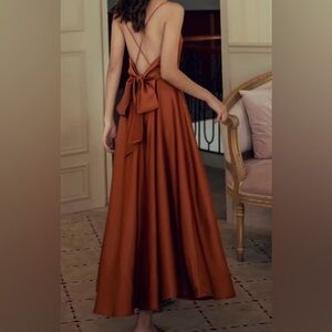 Rust satin colored cottagecore dress